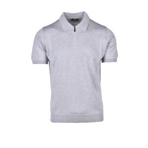 FAMA Silk/Cotton Knit Polo - Light Grey